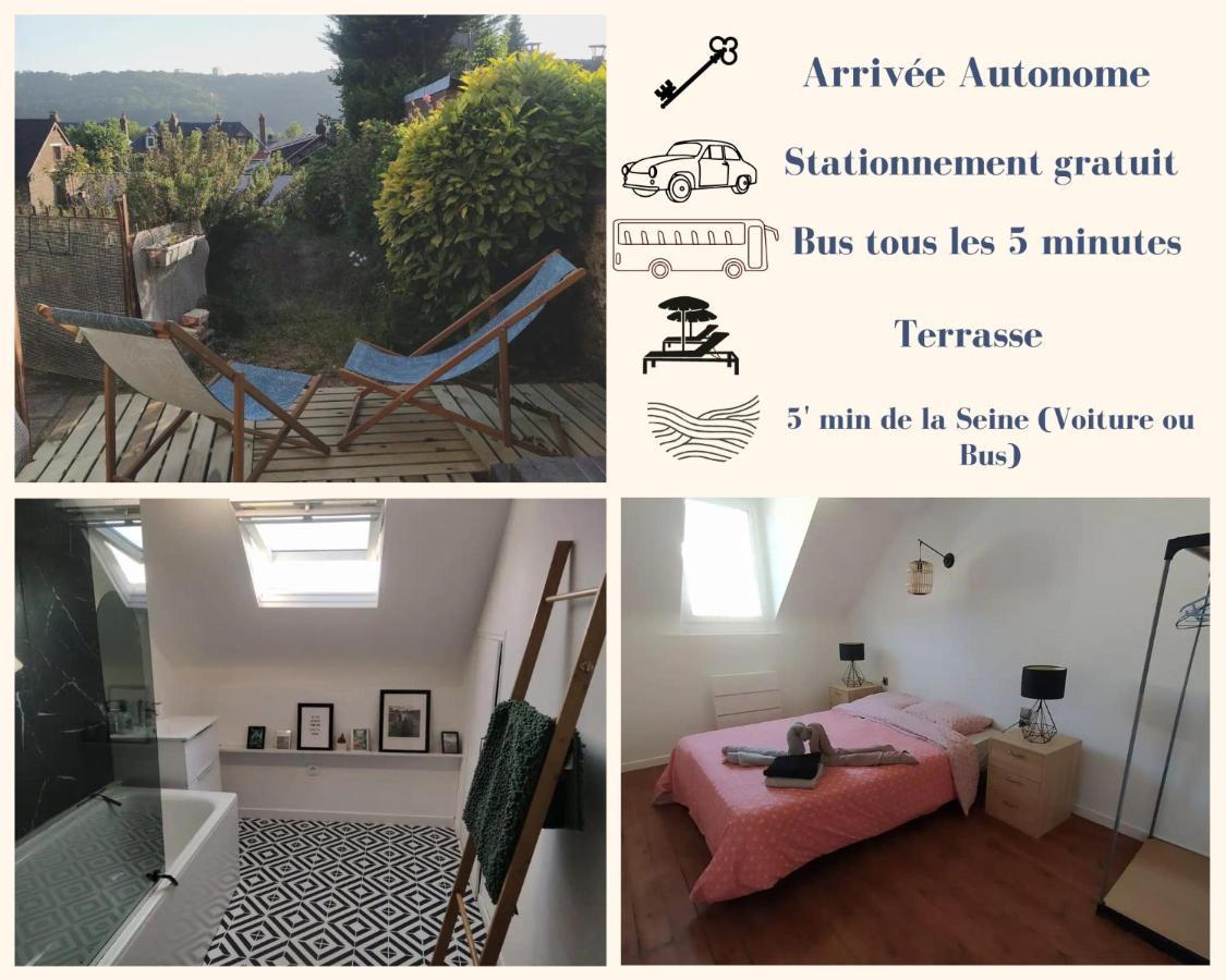 Appartement Le Nid Normand Avec Terrasse - Stationnement Facile Et Gratuit - 5 Min Seine à Deville-les-Rouen Extérieur photo